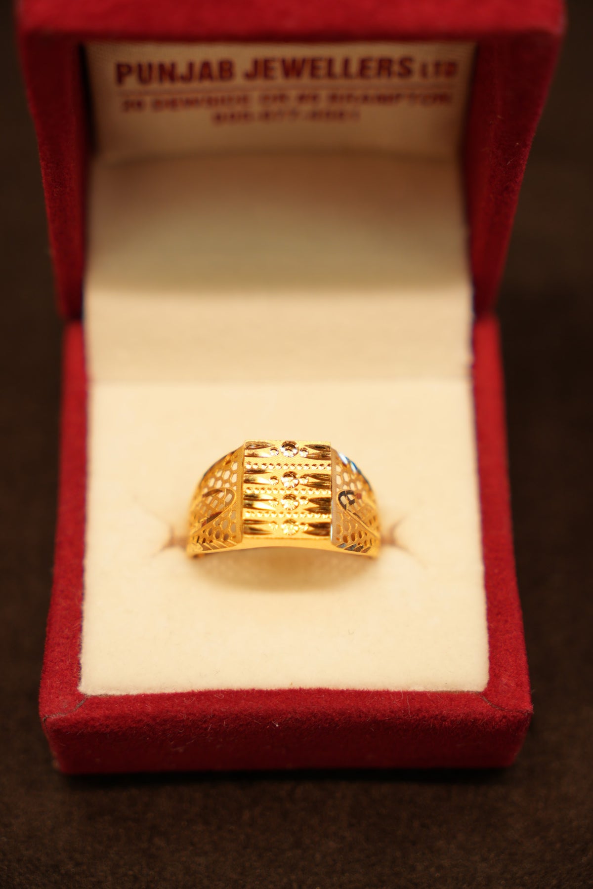 22K Gold Lattice Column Ring