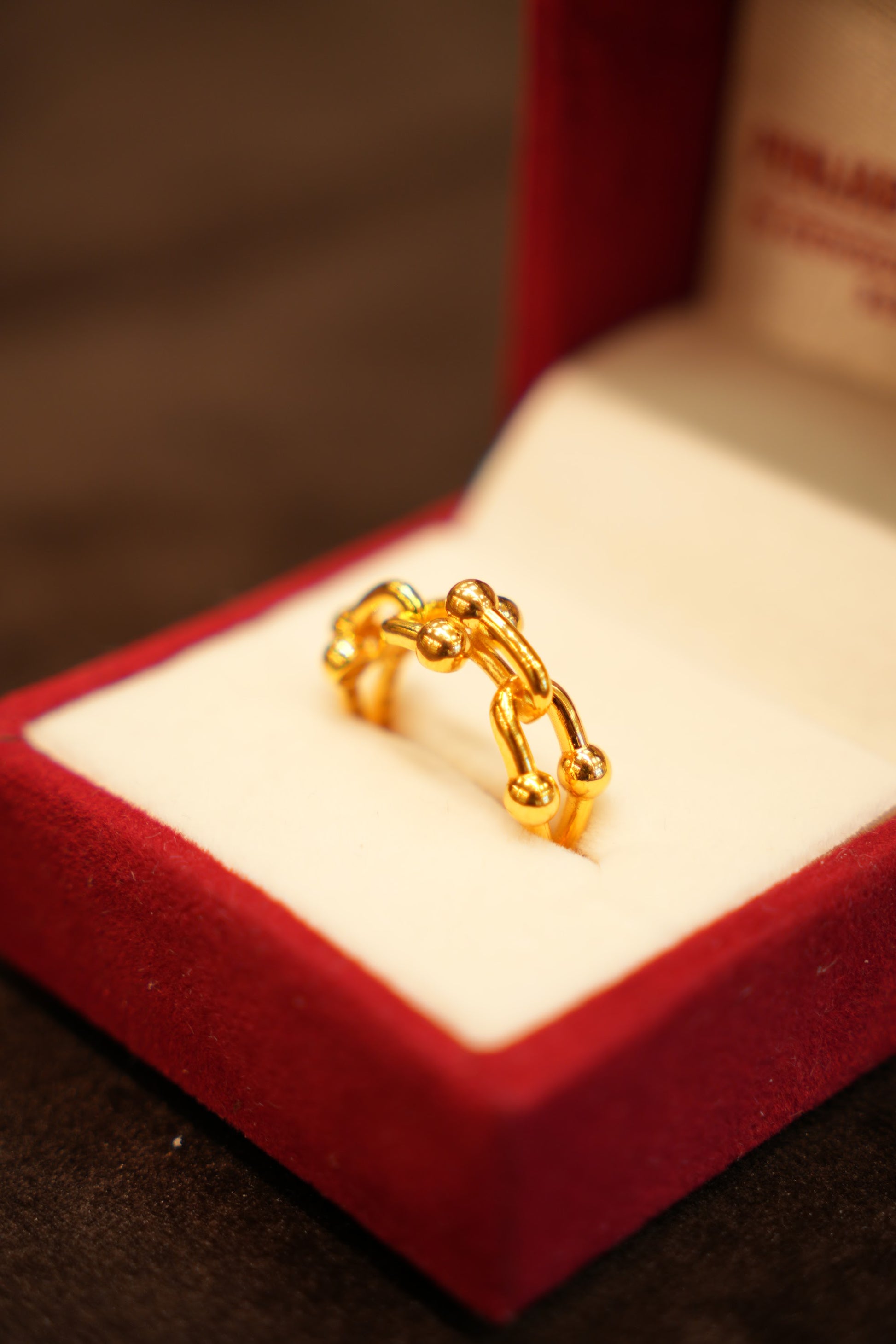 22K Gold Double Link Chain Ring