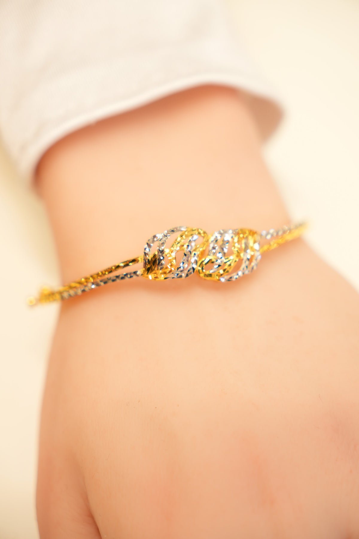 22K Gold Two-Tone Swirl Bangle Bracelet