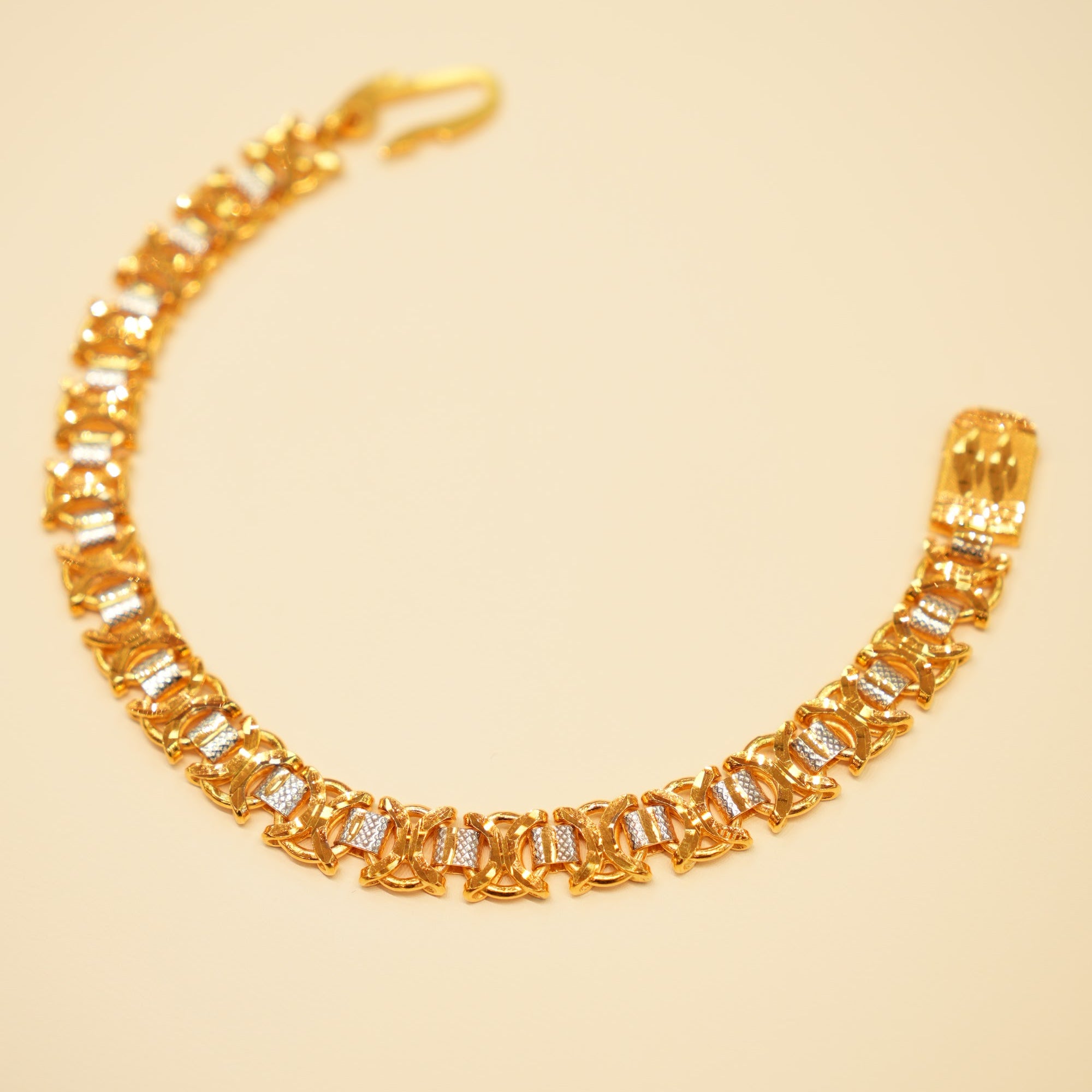 22K Gold Two-Tone Bowtie Link Bracelet
