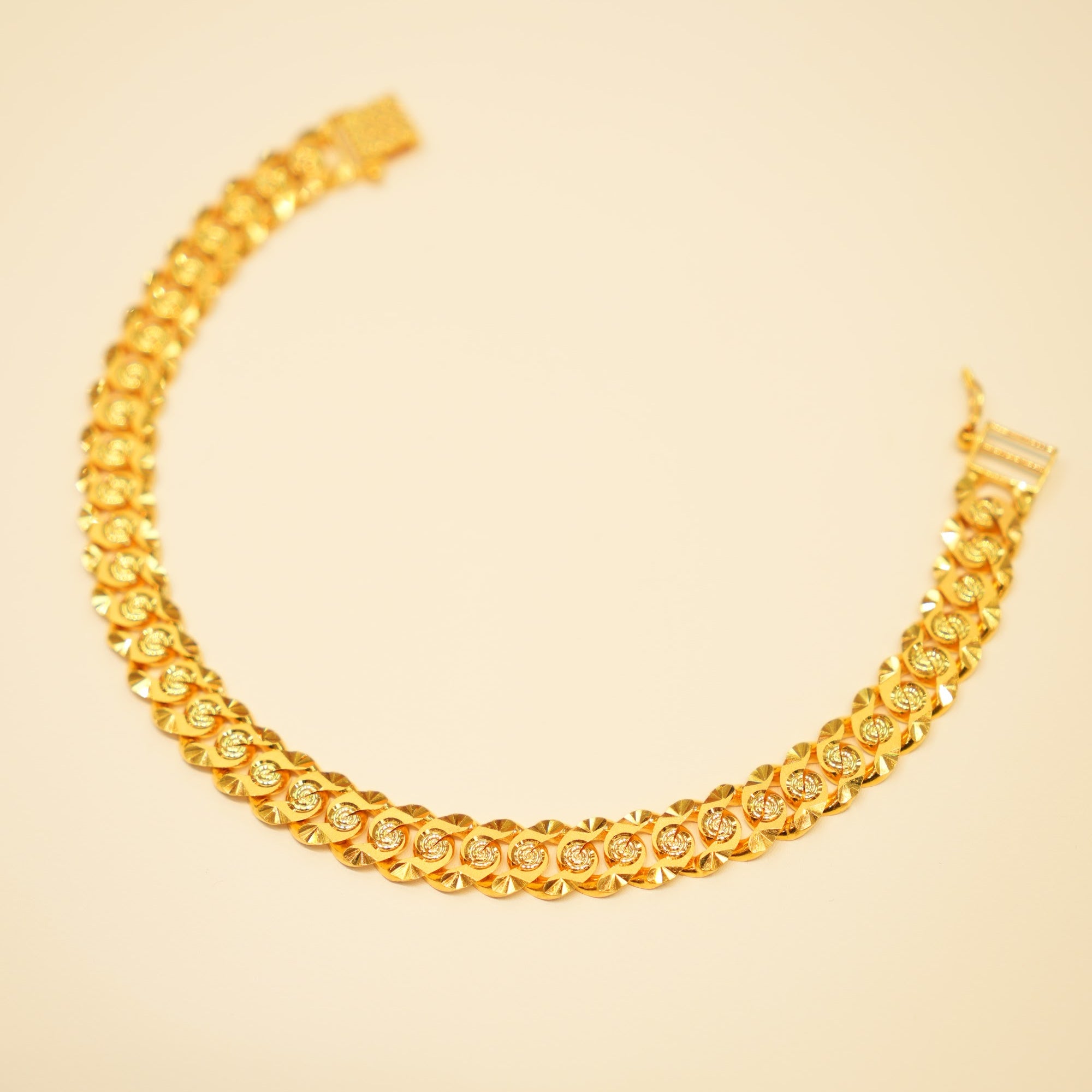 22K Gold Starburst Coin Link Bracelet