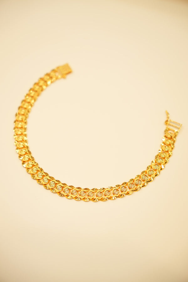 22K Gold Starburst Coin Link Bracelet