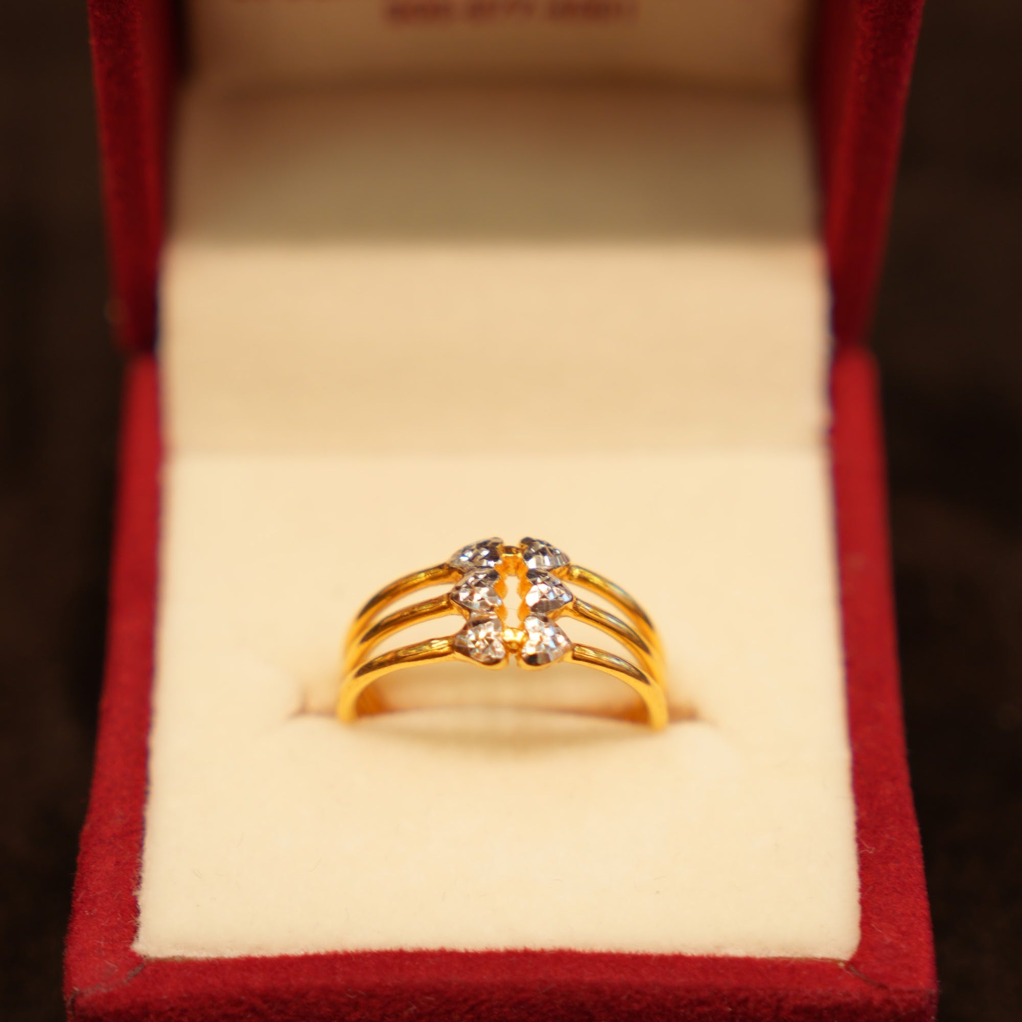 22K Gold Triple Band Marquise Cluster Ring