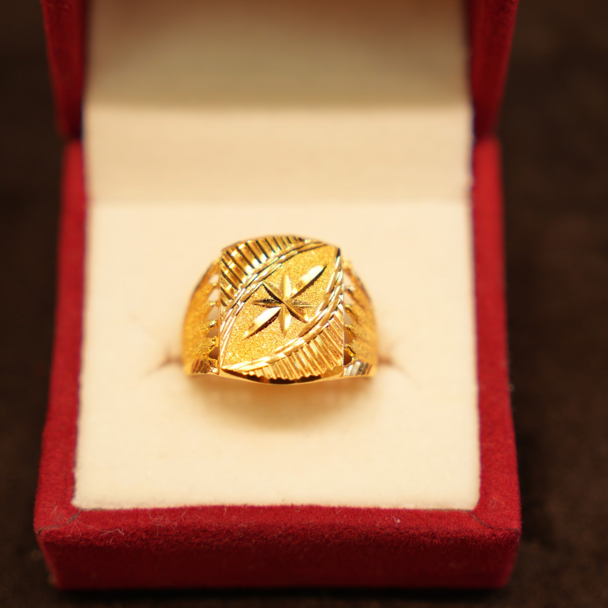 22K Gold Sunburst Dome Ring