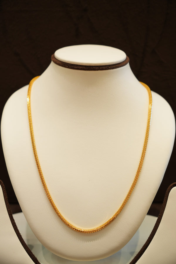 22K Gold Fine Diamond-Cut Flat Chain