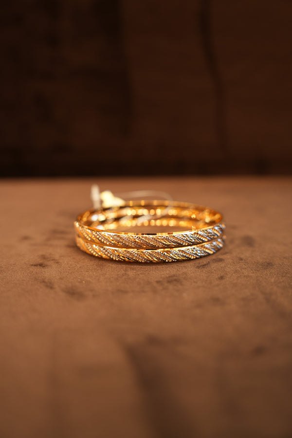 22K Gold Two-Tone Diagonal Twist Bangles