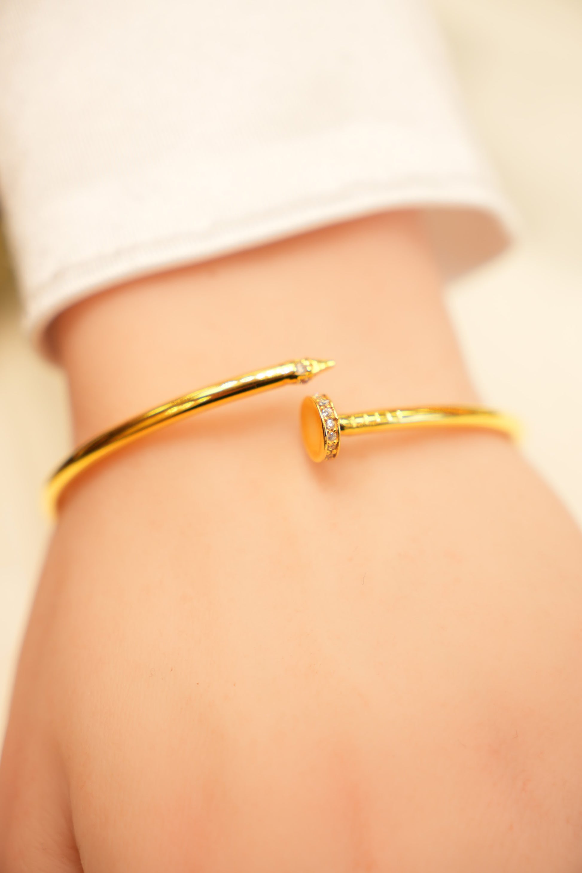 22K Gold Pavé Nail Bangle Bracelet