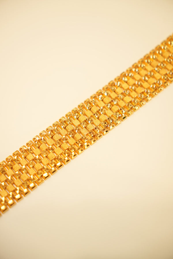 22K Gold Basketweave Panel Bracelet
