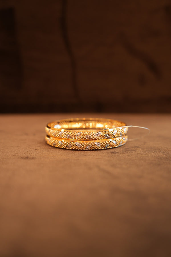 22K Gold Two-Tone Vine Mesh Bangles
