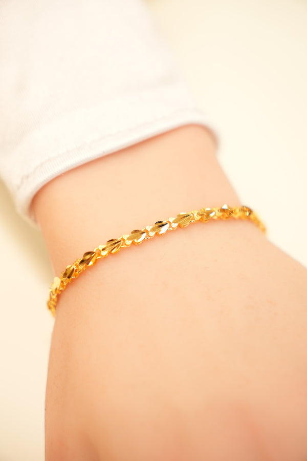 22K Gold Leaf Petal Link Bracelet