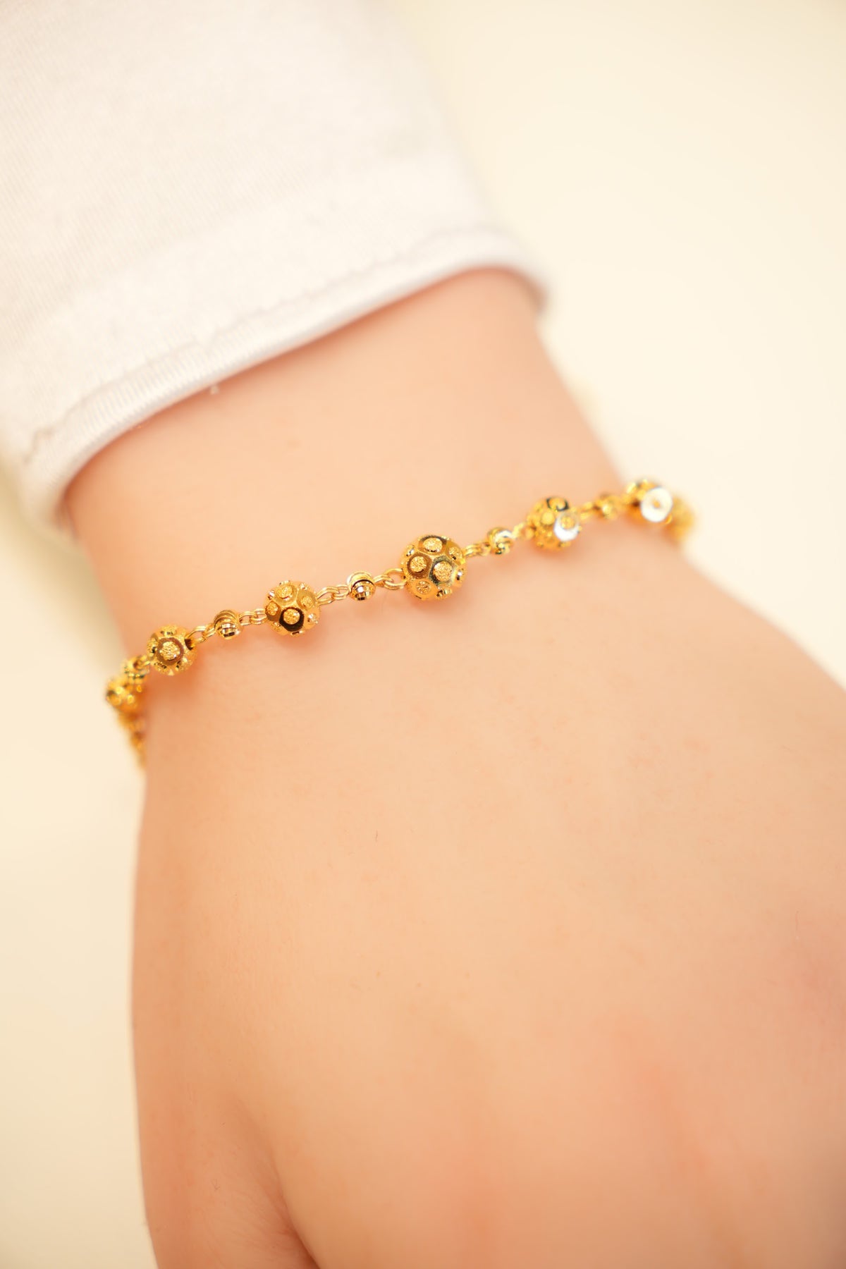 22K Gold Flower Station Bracelet