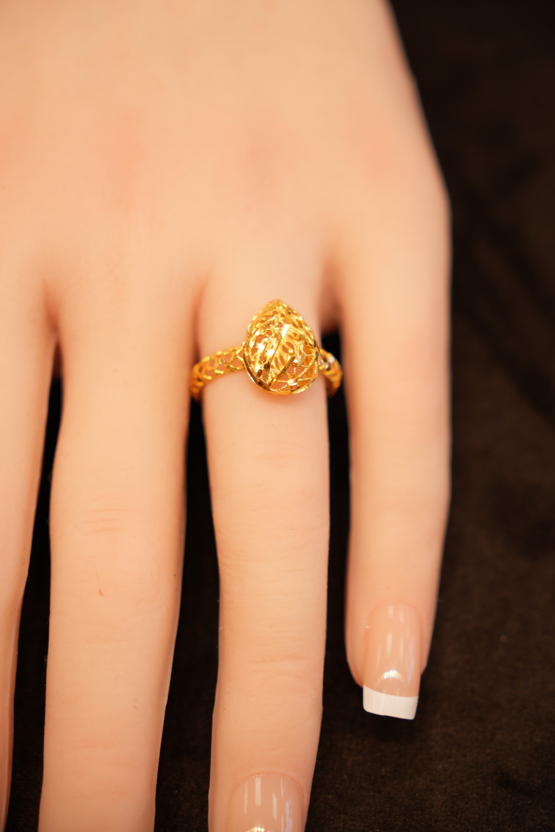 22K Gold Domed Lattice Ring