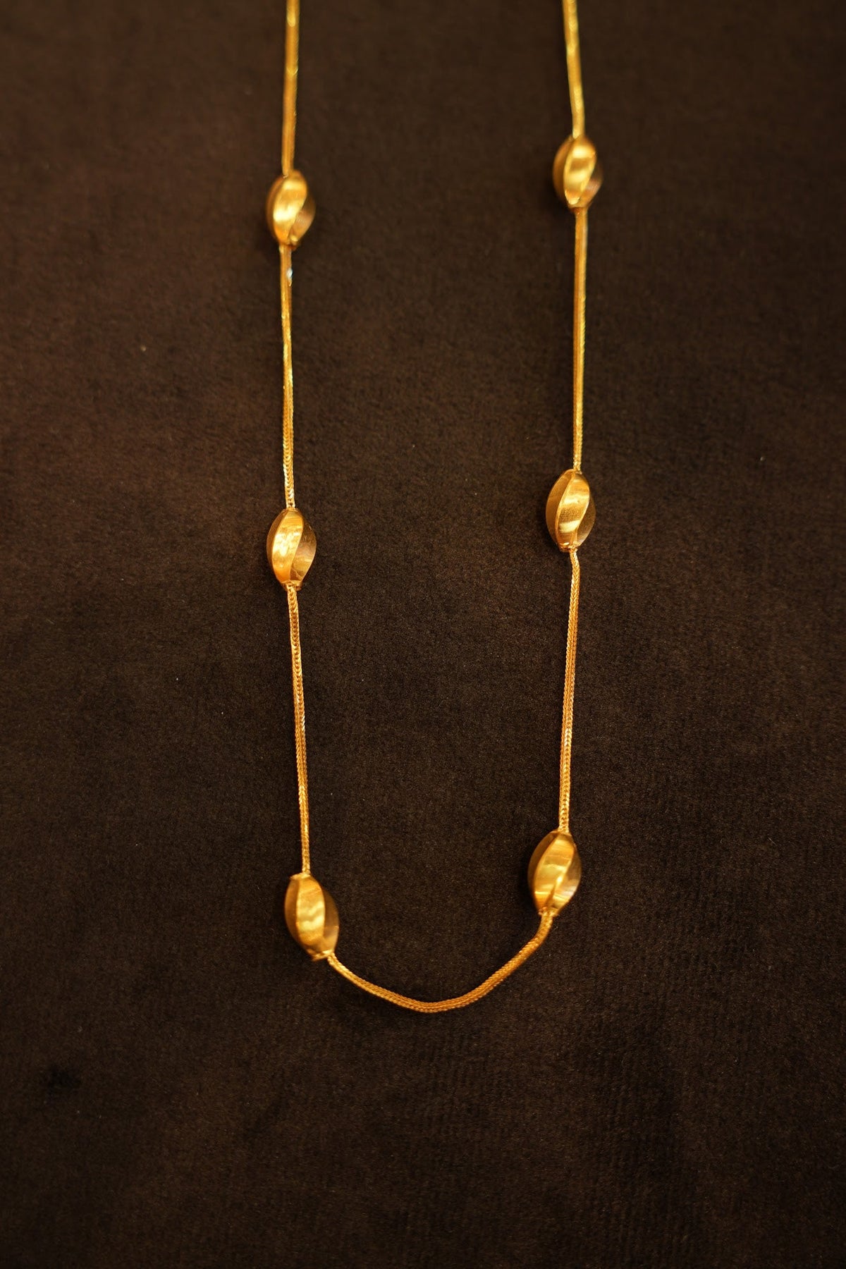 22K Gold Polished Bead Station Chain