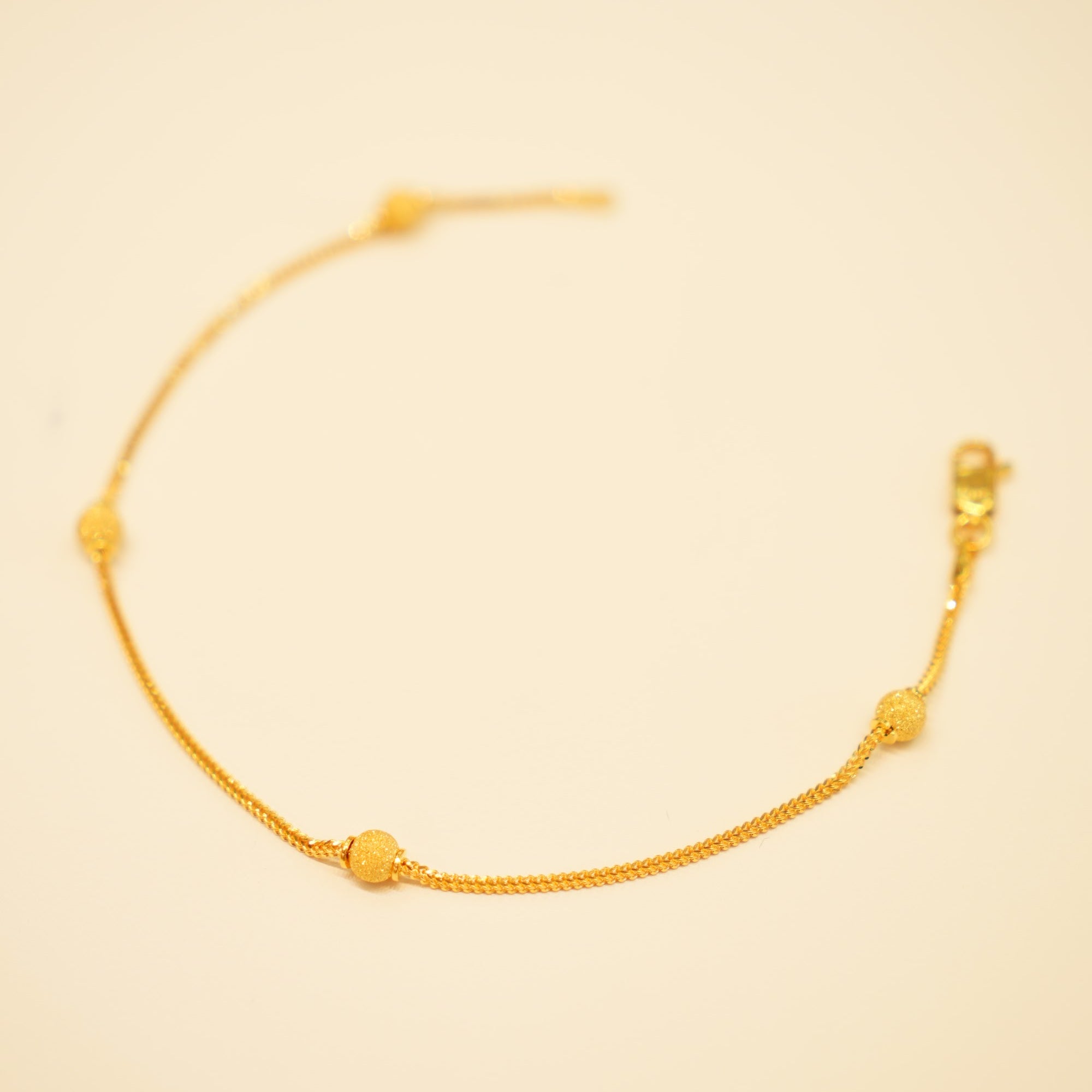 22K Gold Frosted Bead Station Bracelet