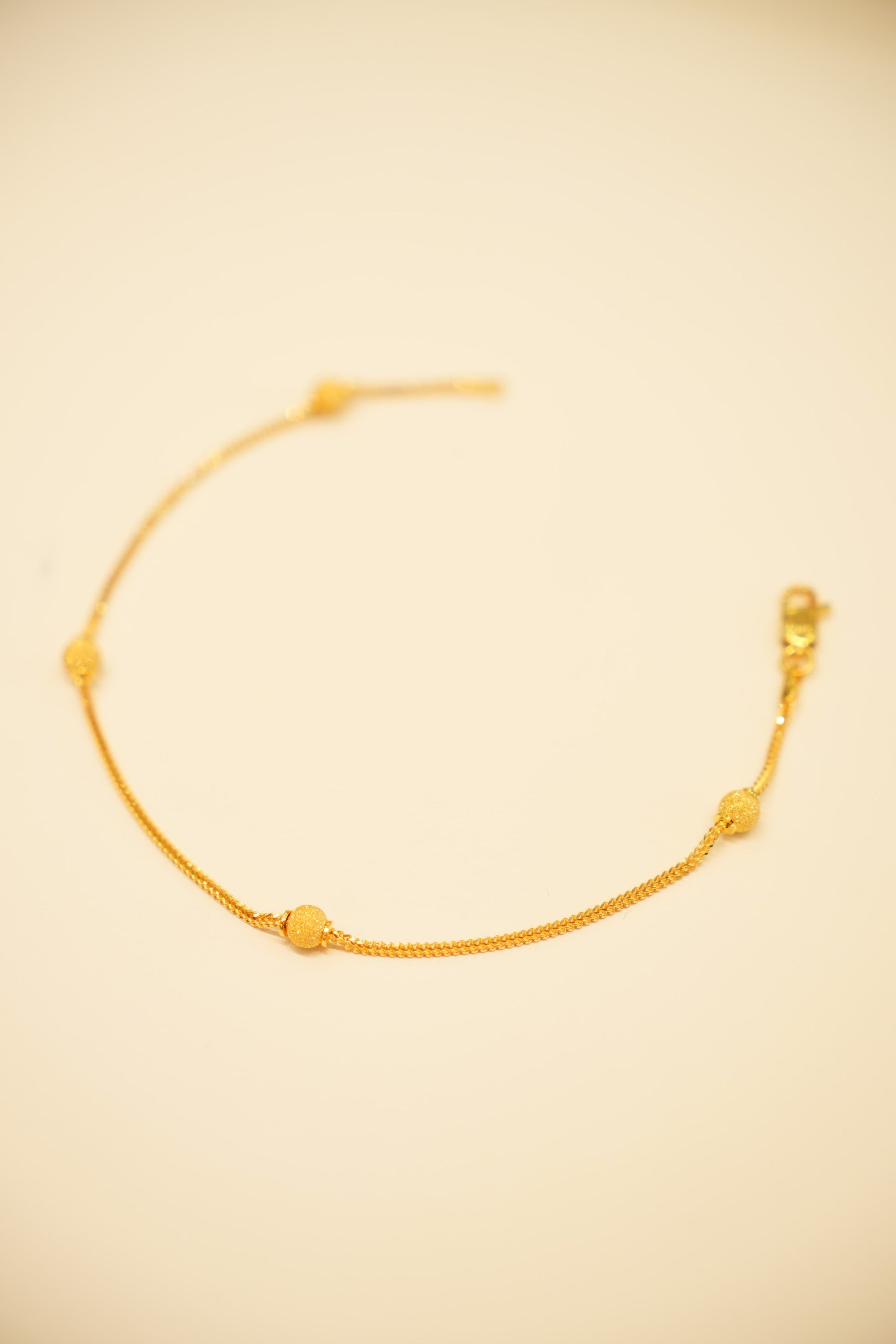 22K Gold Frosted Bead Station Bracelet