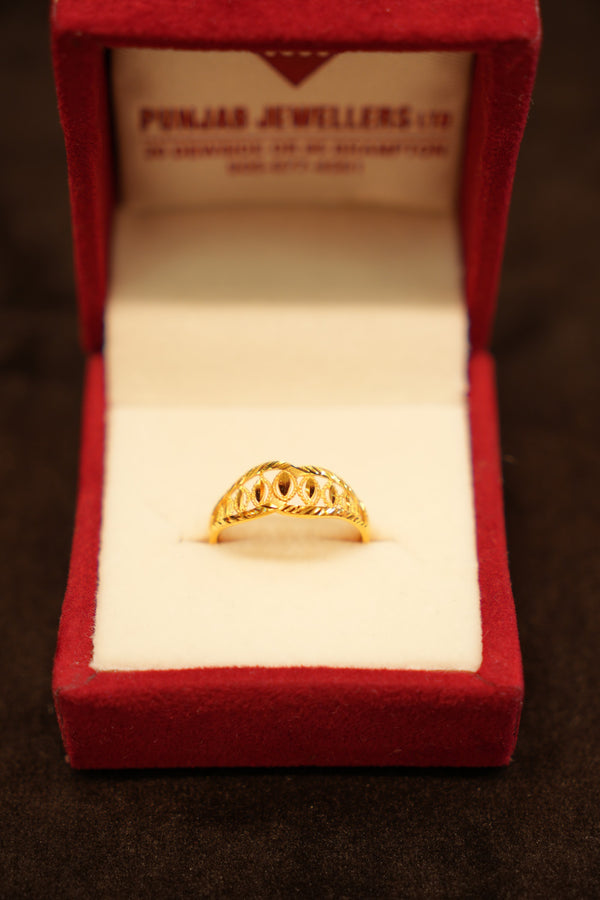 22K Gold Openwork Oval Band Ring