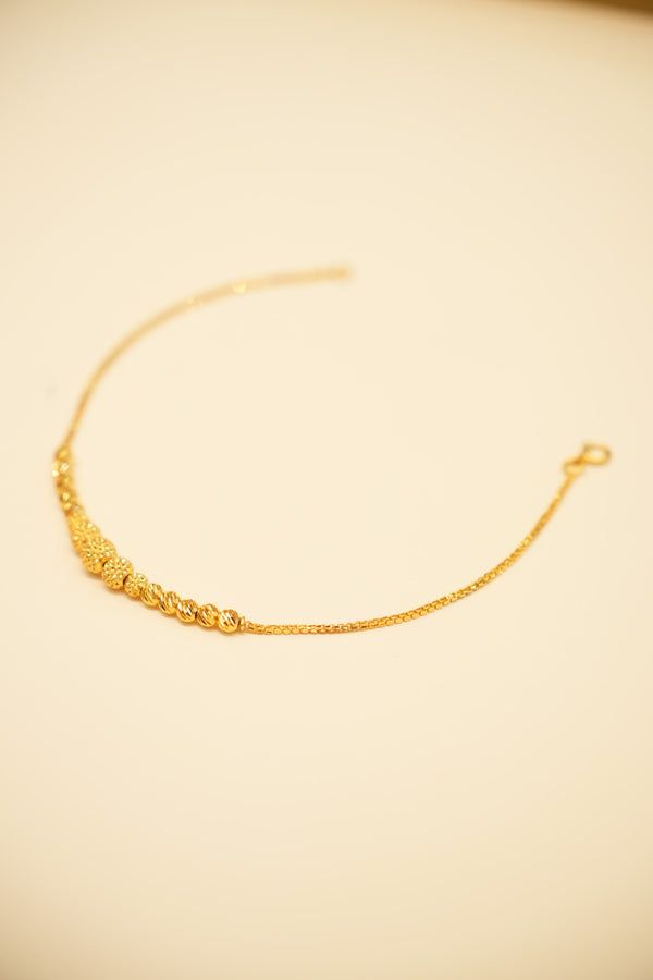 22K Gold Box Chain Bead Cluster Bracelet