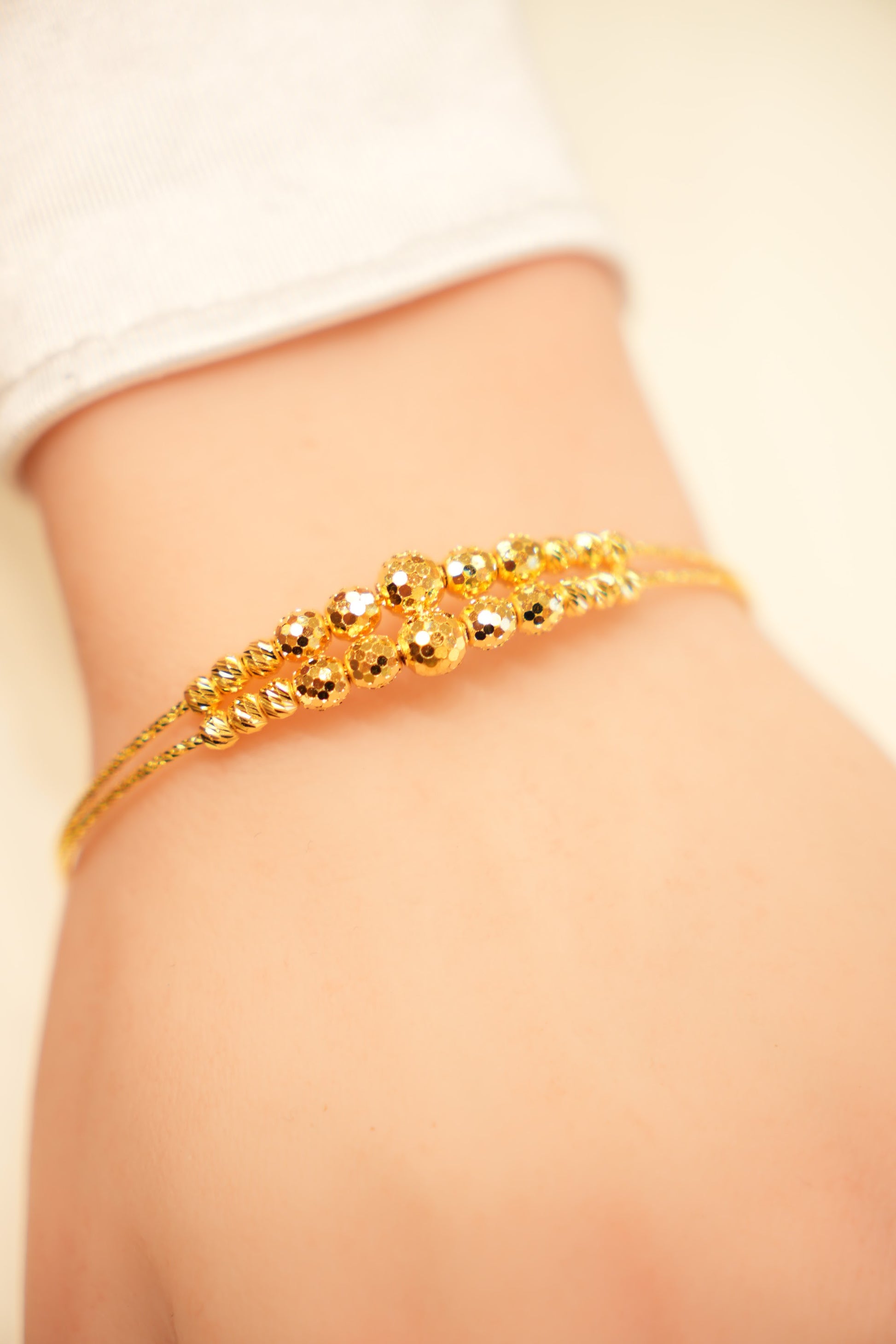 22K Gold Double Strand Sparkle Bead Bangle
