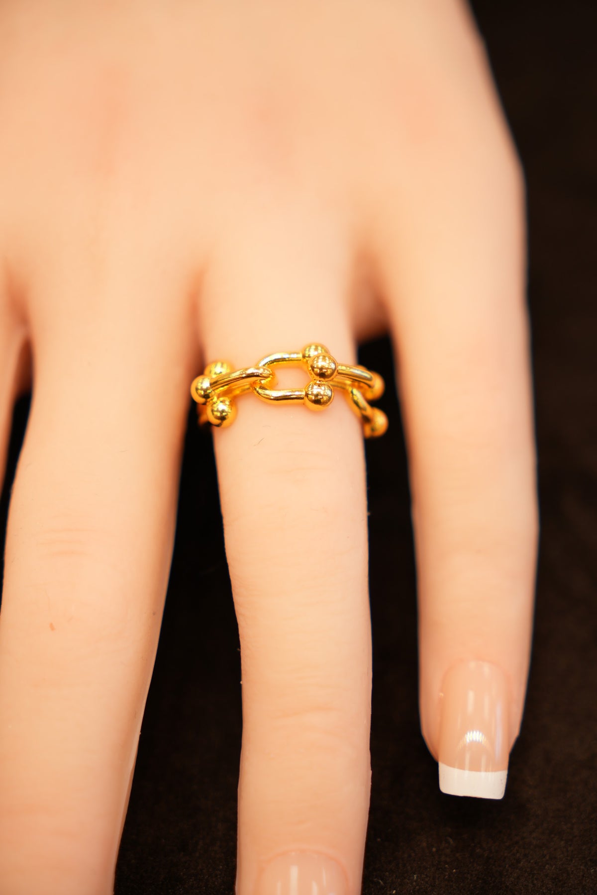 22K Gold Double Link Chain Ring
