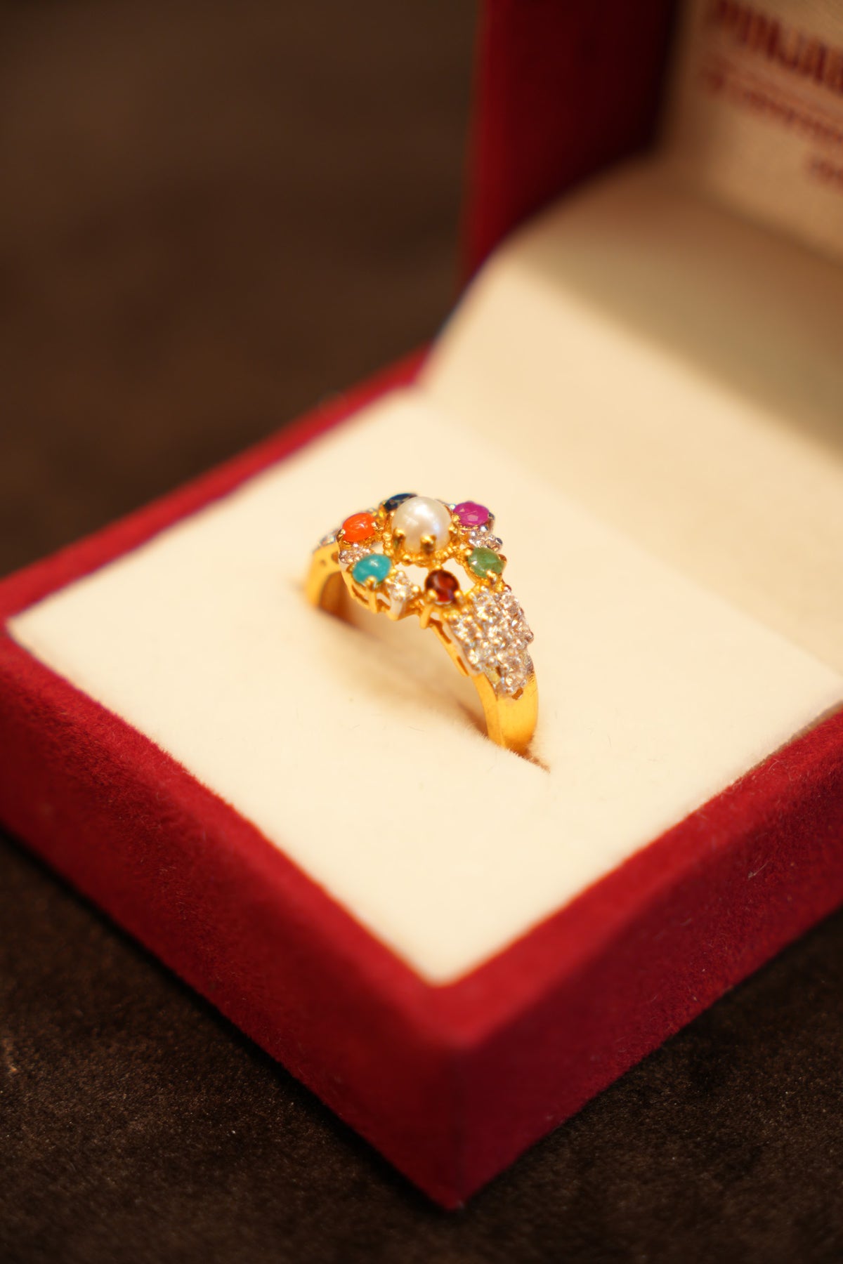 22K Gold Navratna Multi-Gemstone Ring
