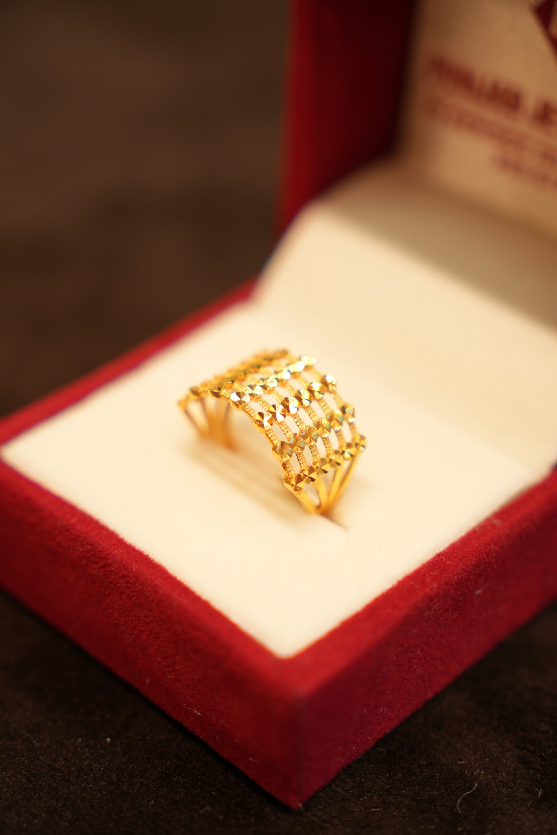 22K Gold Textured Star-Cut Dome Ring