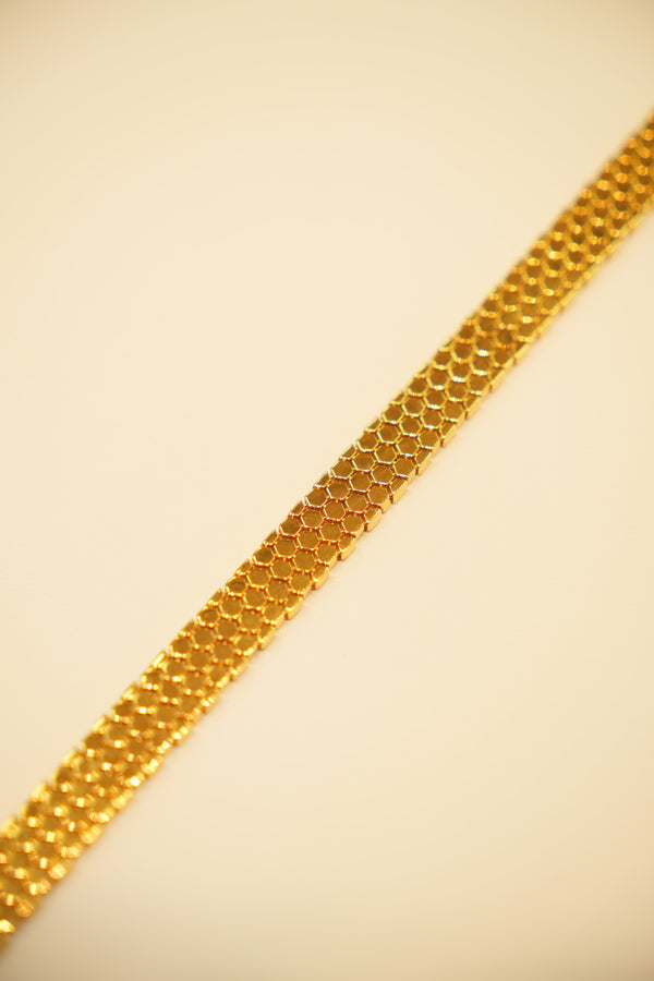 22K Gold Honeycomb Mesh Bracelet