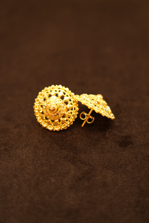 22K Gold Openwork Pinwheel Stud Earrings