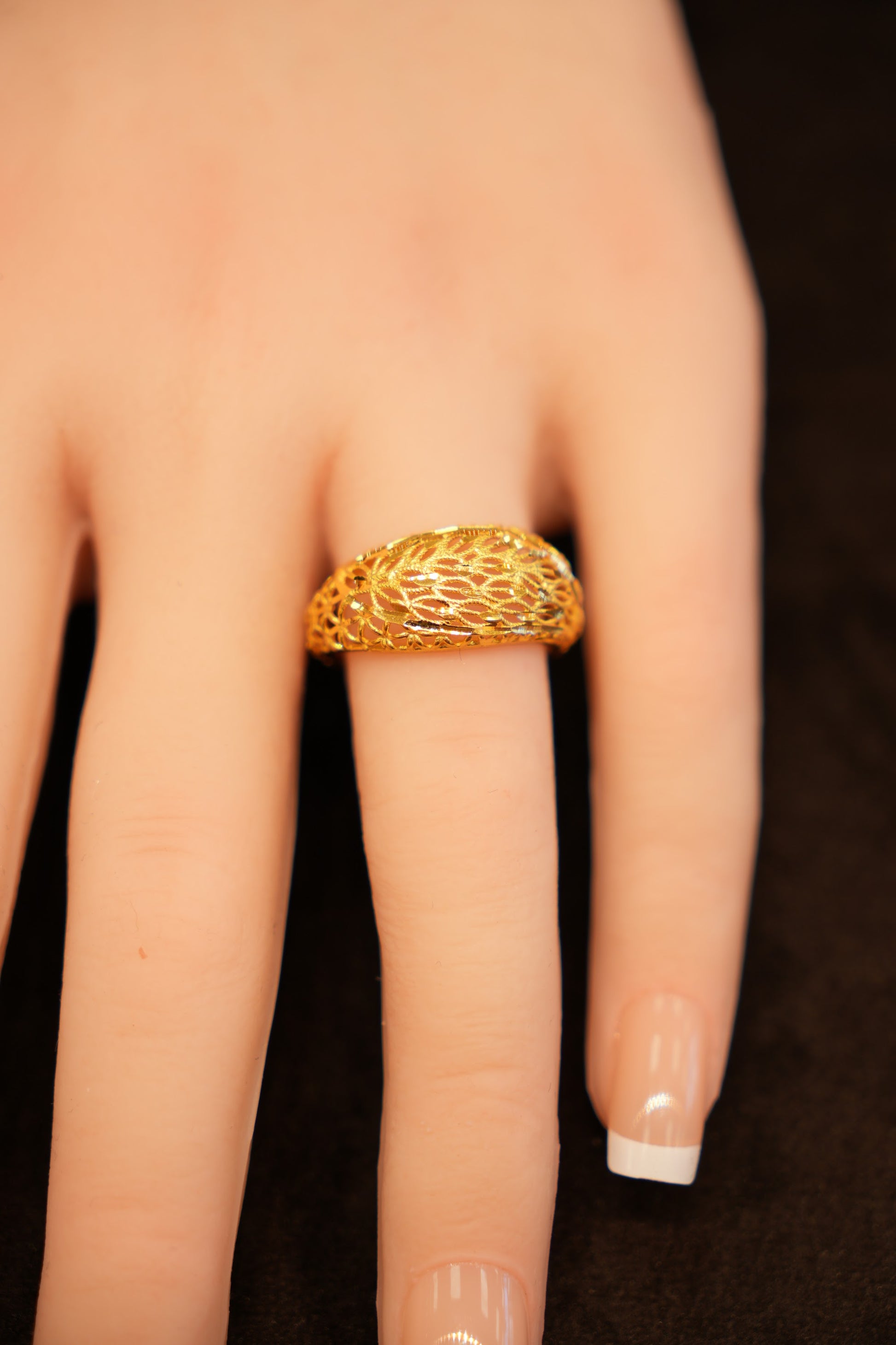 22K Gold Fern Lattice Dome Ring