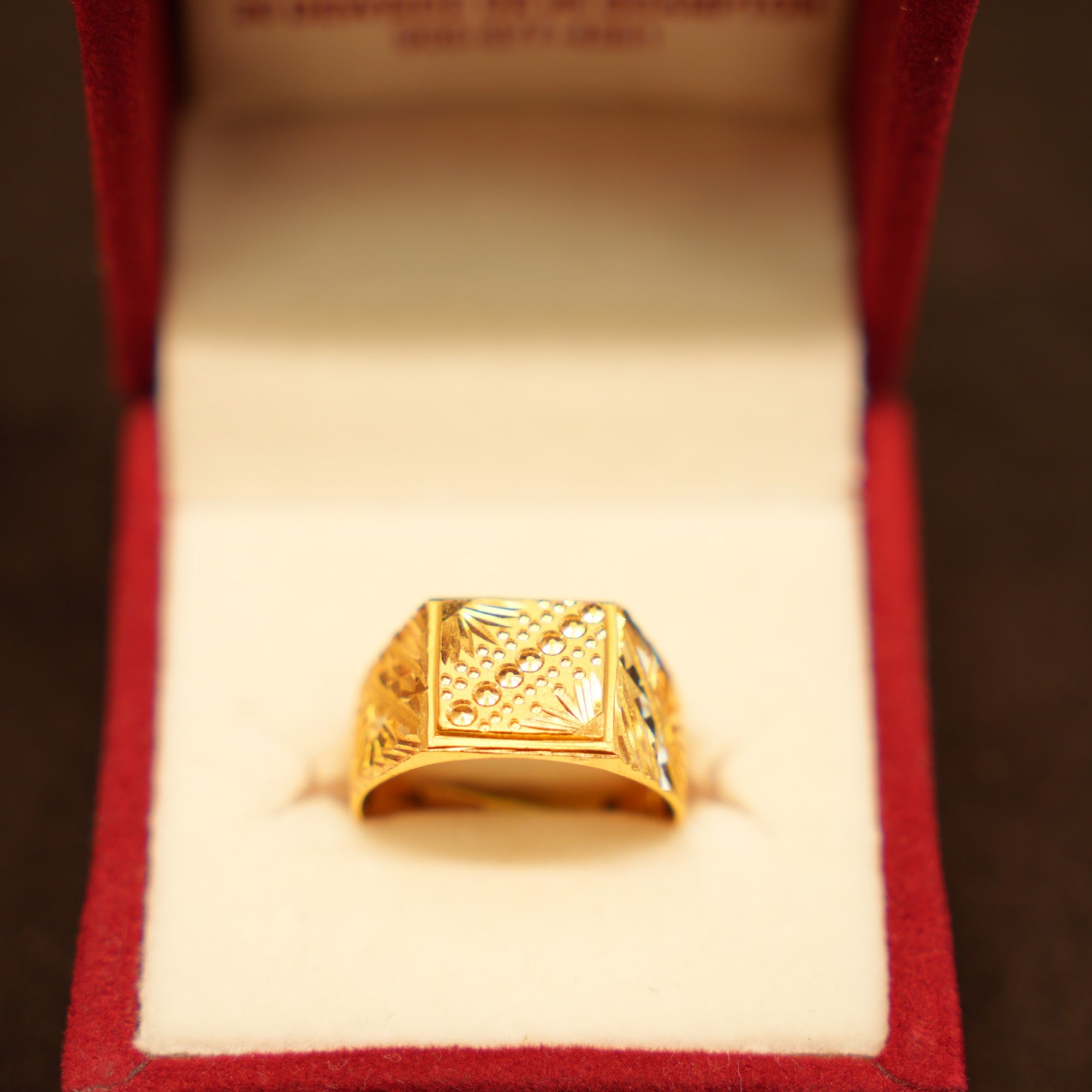 22K Gold Pin-Dot Signet Ring