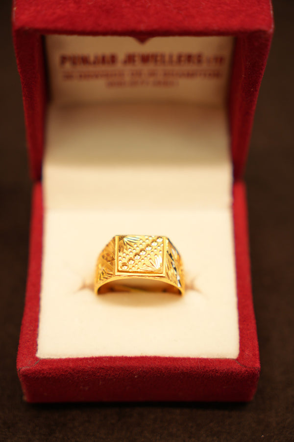 22K Gold Pin-Dot Signet Ring
