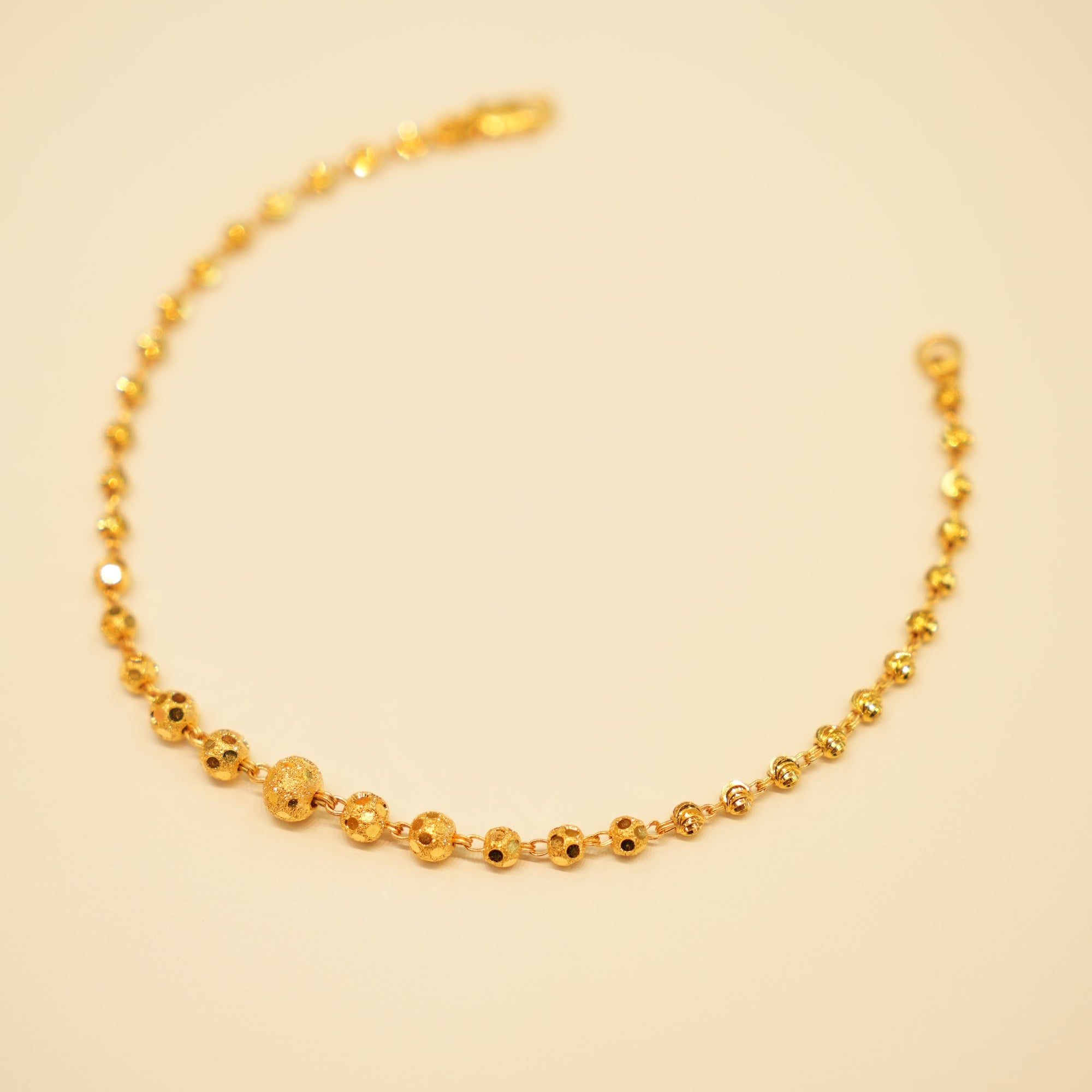 22K Gold Frosted Bead Bracelet