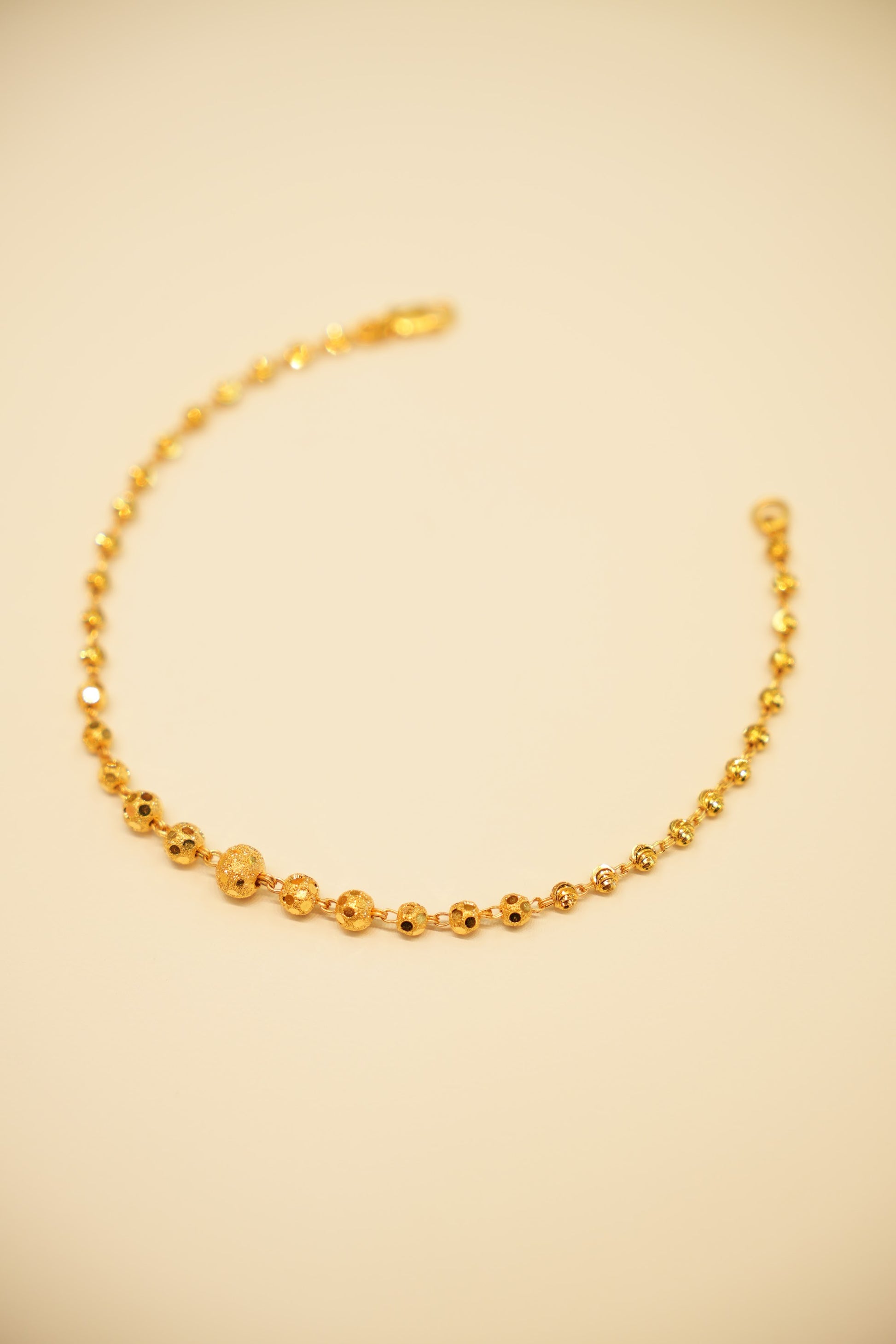 22K Gold Frosted Bead Bracelet