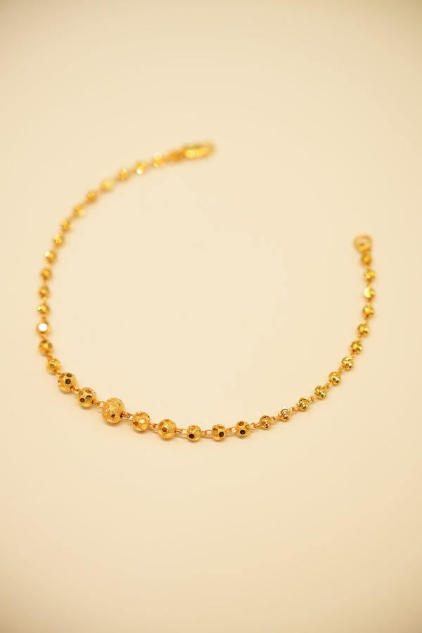 22K Gold Frosted Bead Bracelet