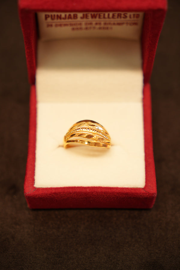22K Gold Swirl Dome Ring