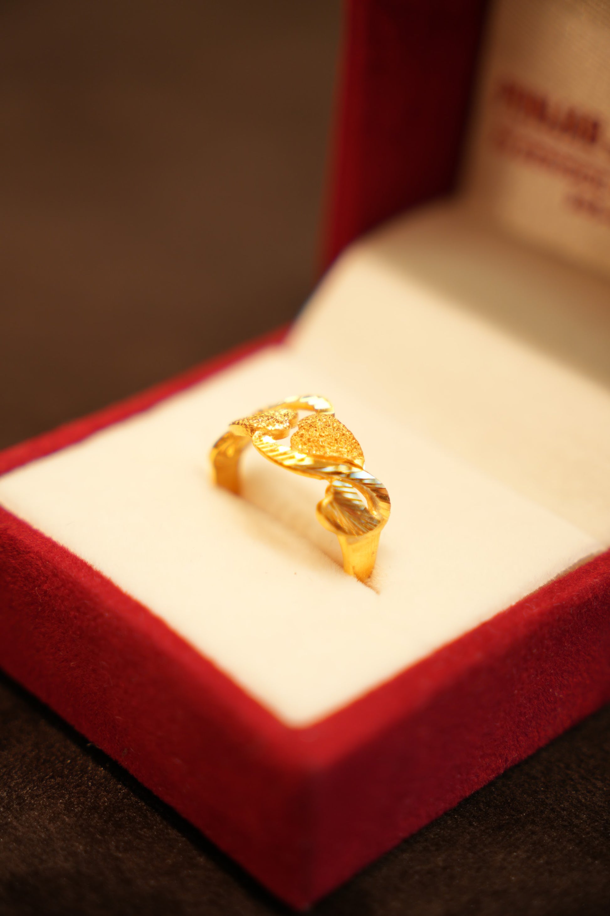 22K Gold Cascading Hearts Ring