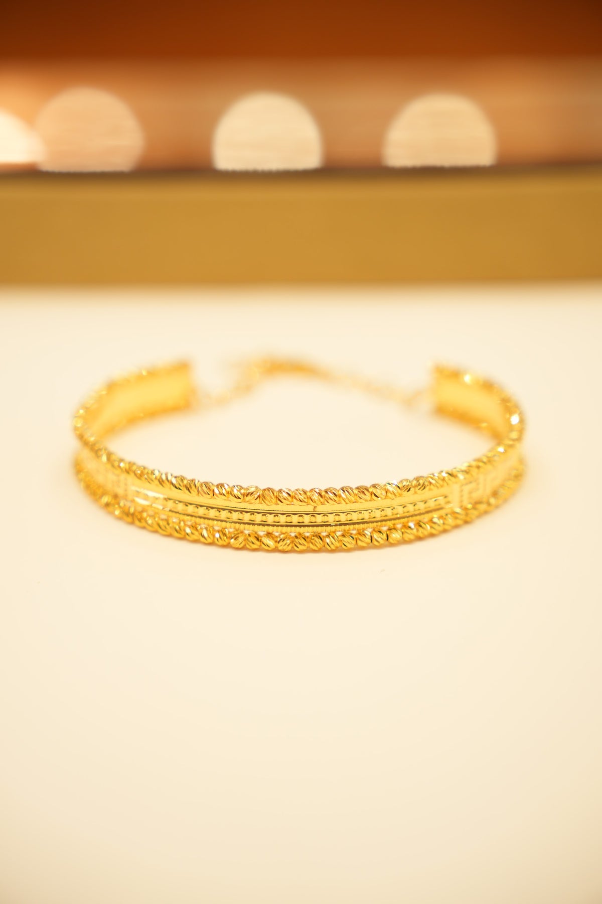 22K Gold Beaded Border Bangle