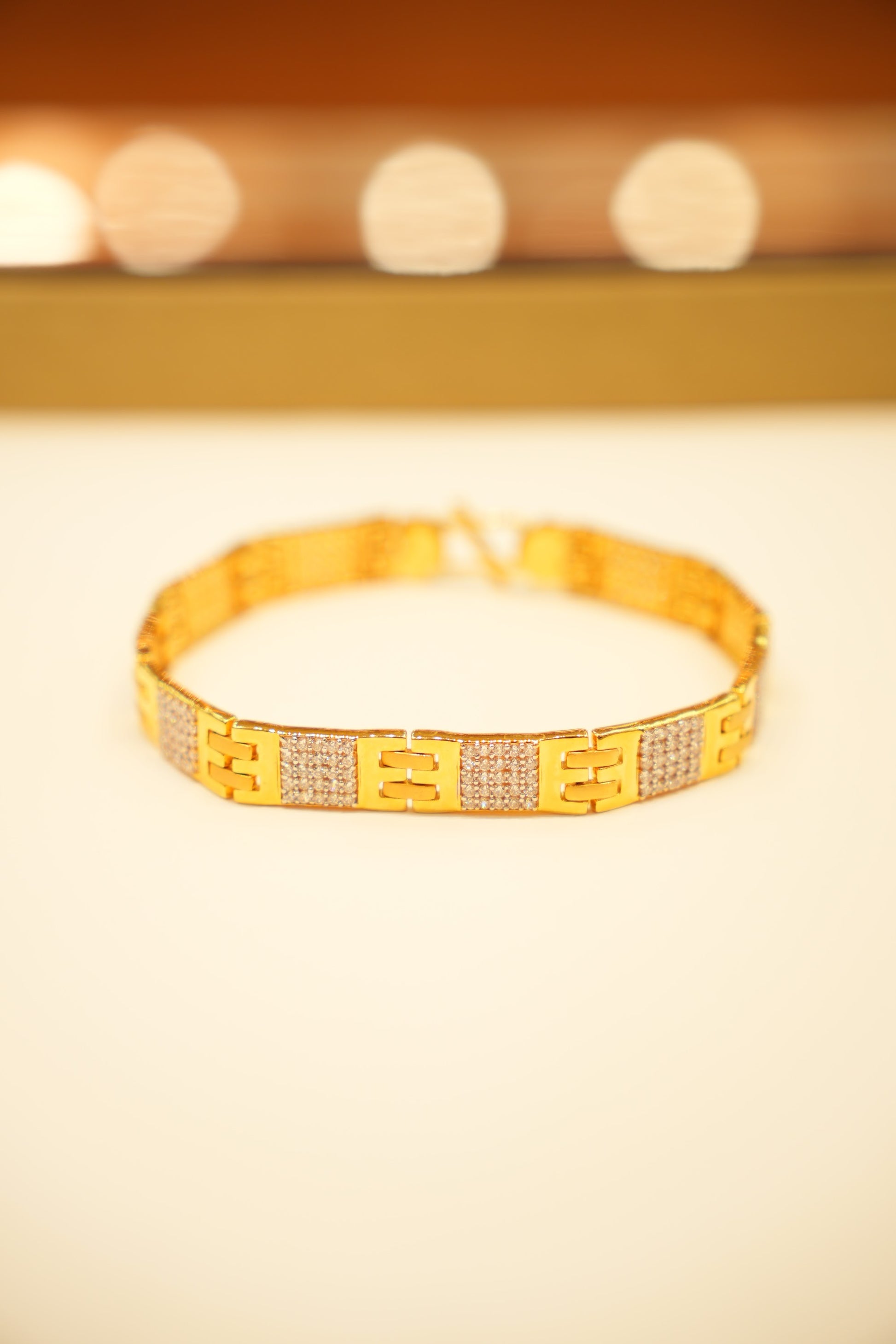 22K Gold Pavé Panel H-Link Bracelet