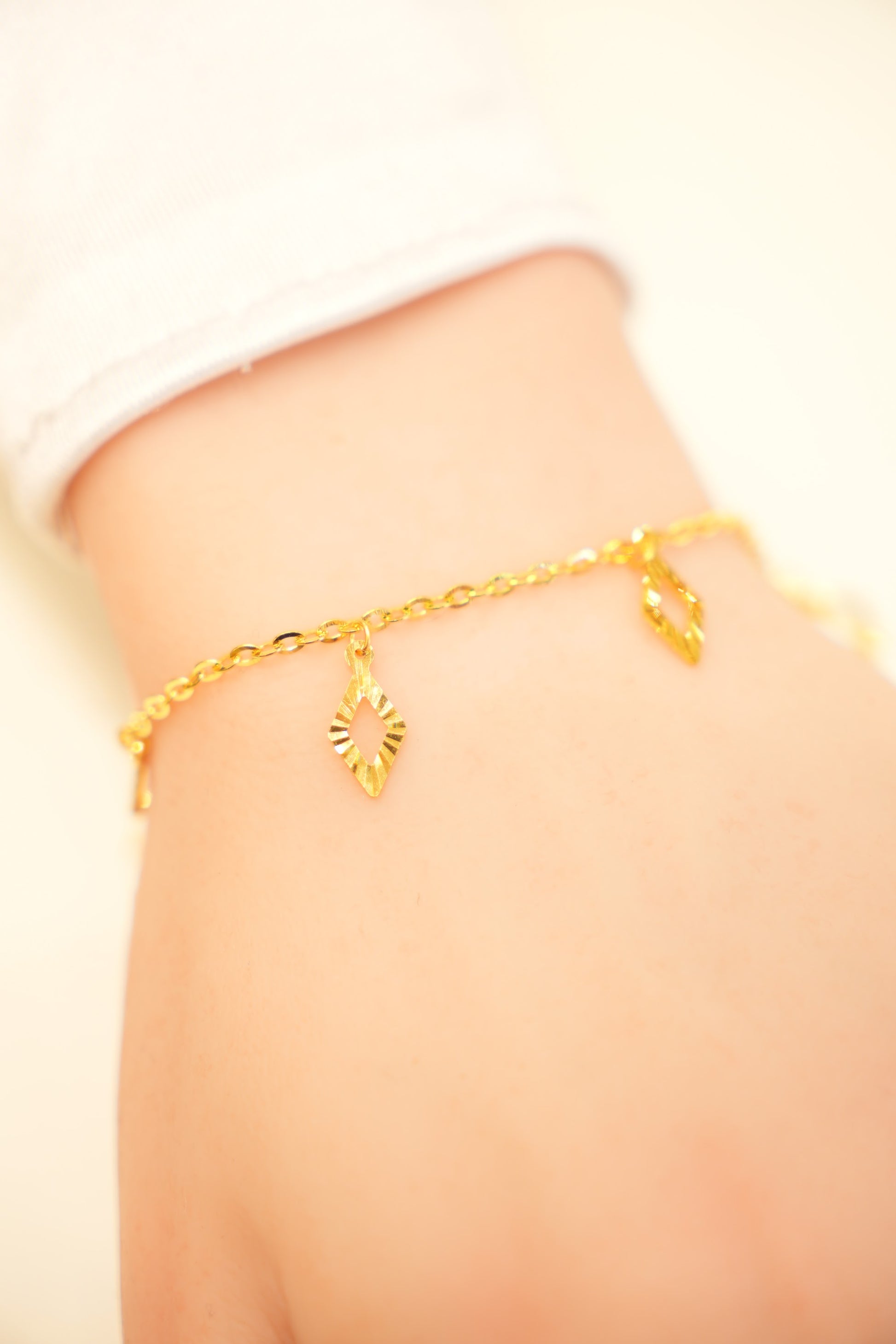 22K Gold Diamond Charm Bracelet