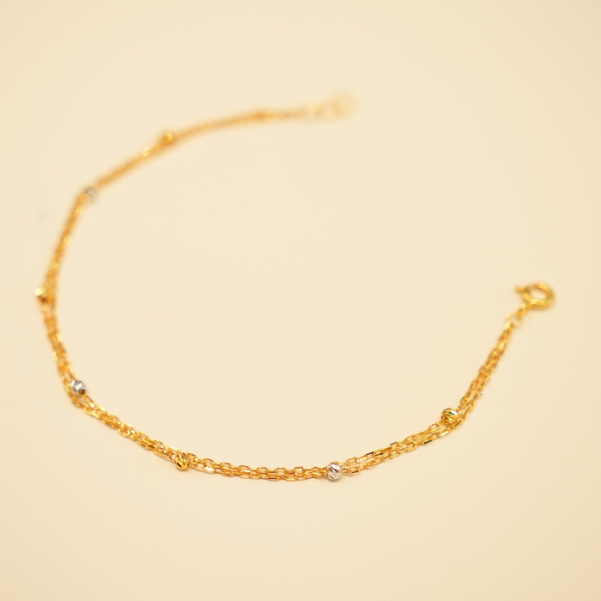 22K Gold Double Strand Bead Bracelet