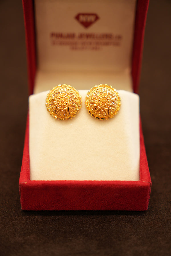 22K Gold Compass Star Stud Earrings