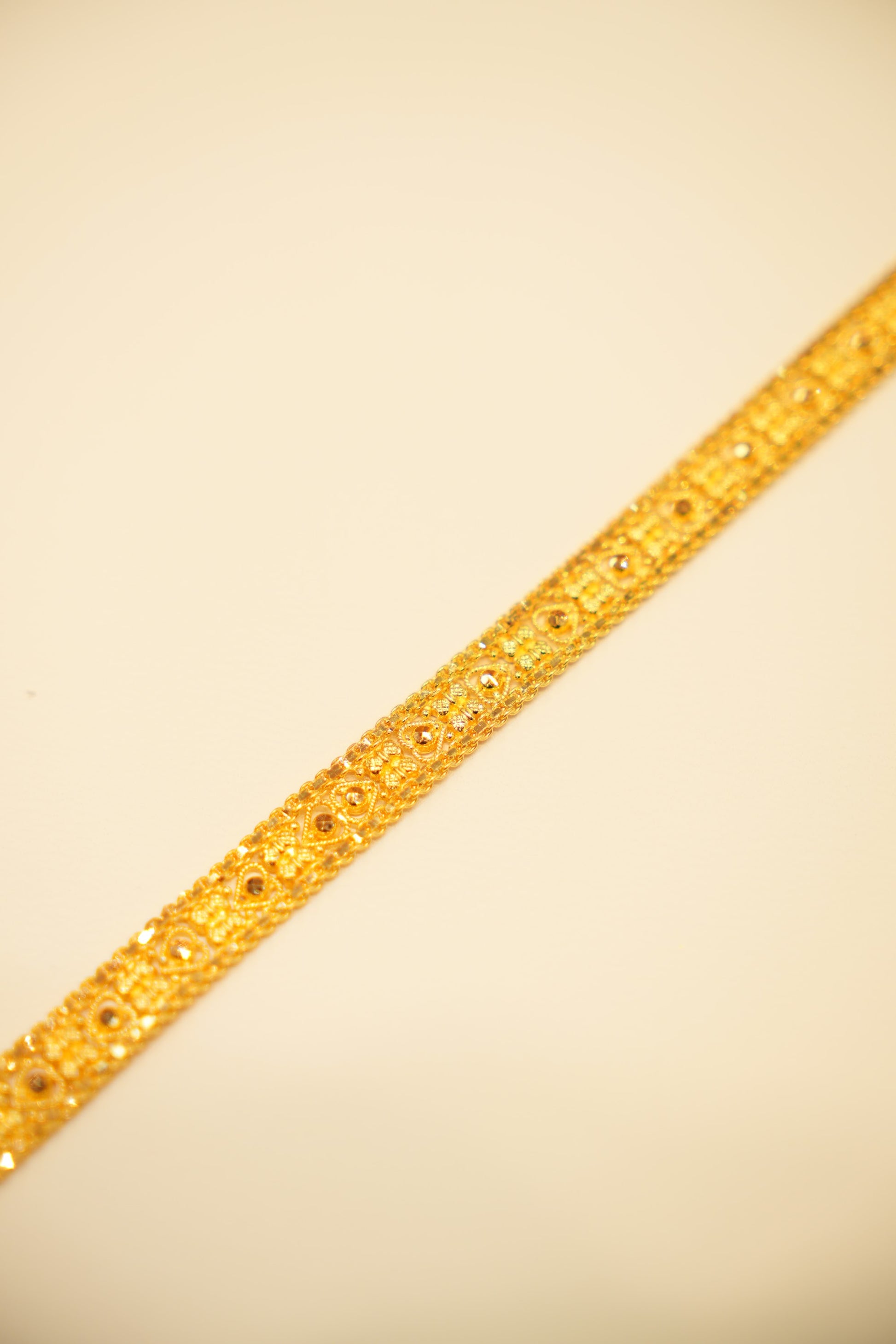 22K Gold Ornate Diamond Stone Bracelet