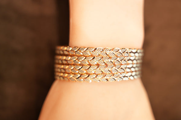 22K Gold Scale Weave Bangle Set