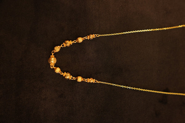 22K Gold Beaded Front Cluster Chain