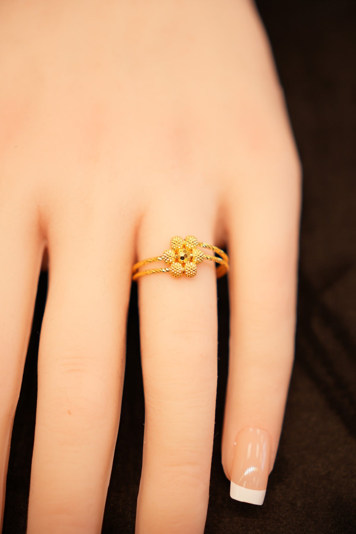 22K Gold Flower Blossom Twist Ring