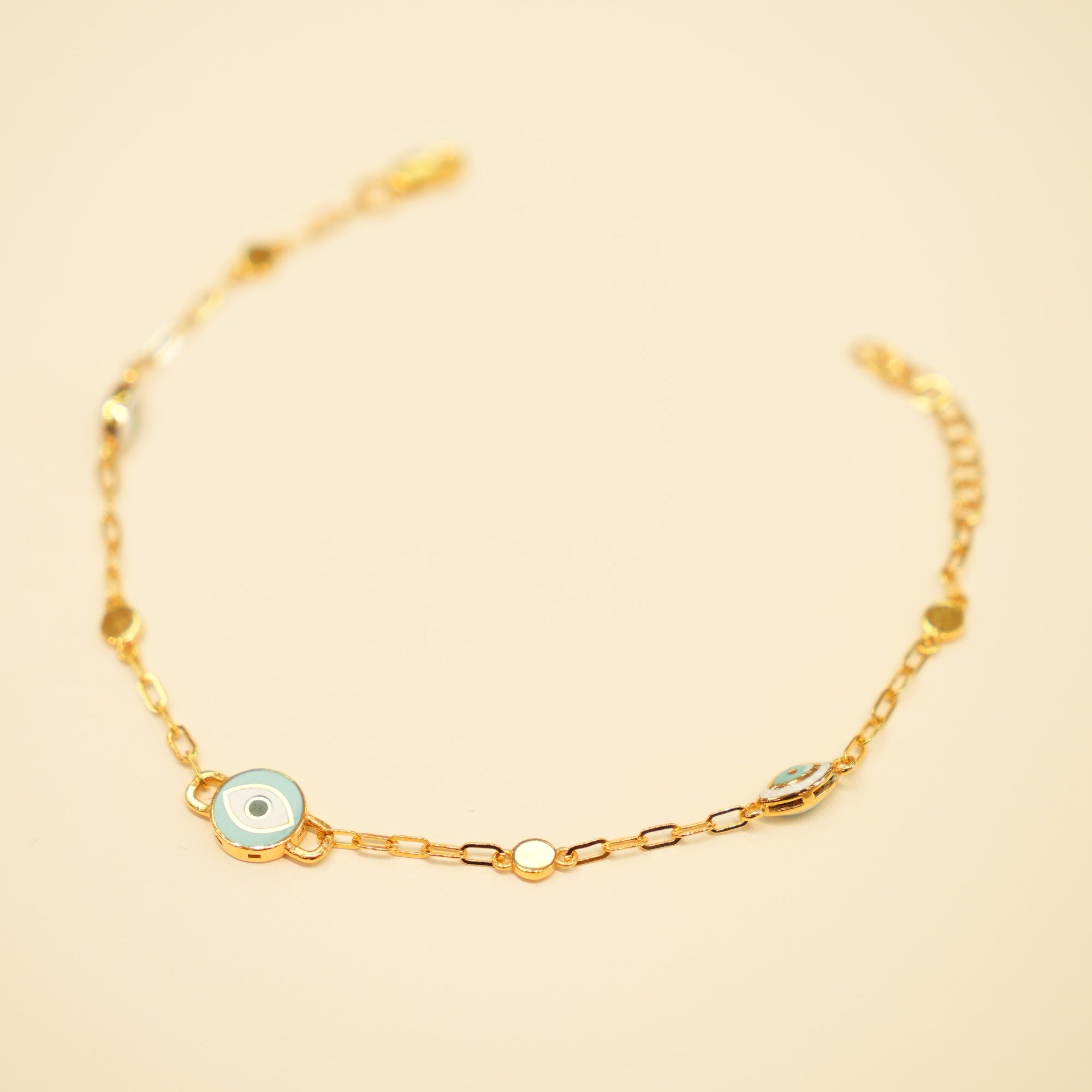 22K Gold Evil Eye Charm Bracelet