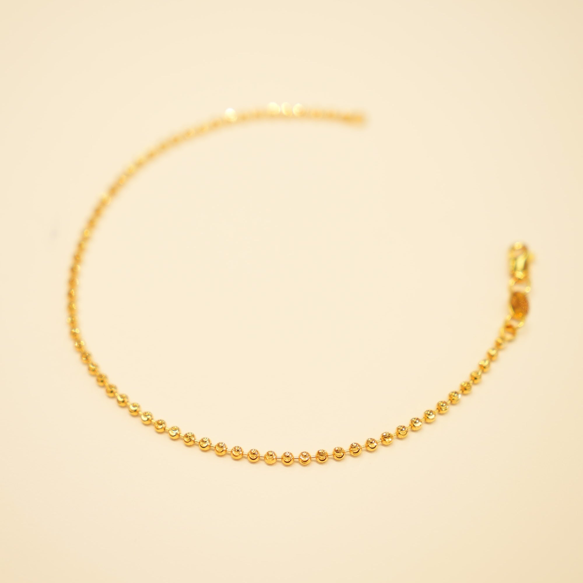 22K Gold Flat Disc Bead Bracelet