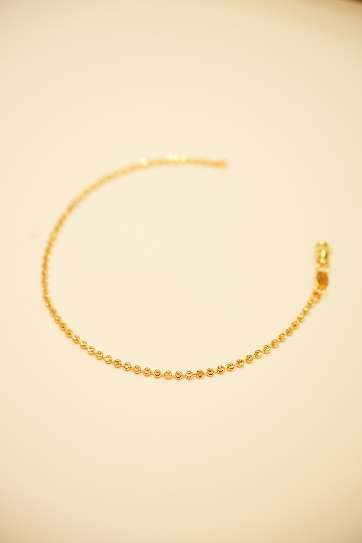 22K Gold Flat Disc Bead Bracelet