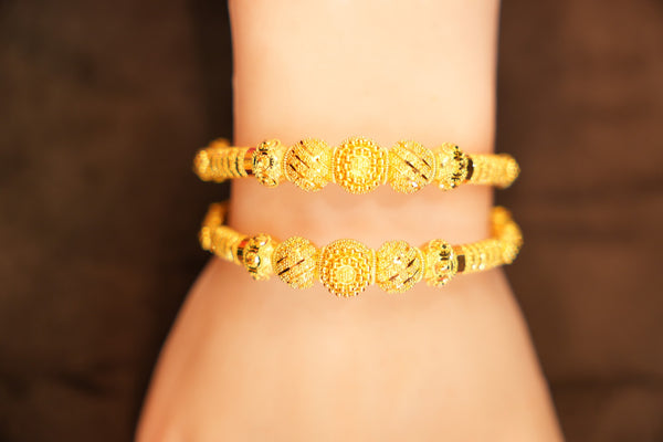 22K Gold Textured Snake Bangles