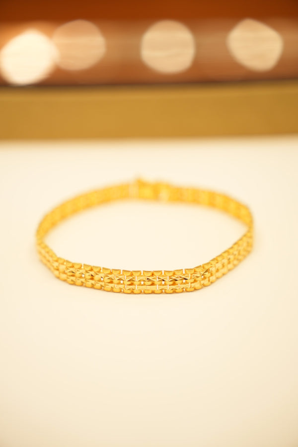 22K Gold Sparkle Mesh Bangle Bracelet