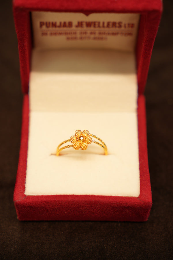 22K Gold Flower Blossom Twist Ring
